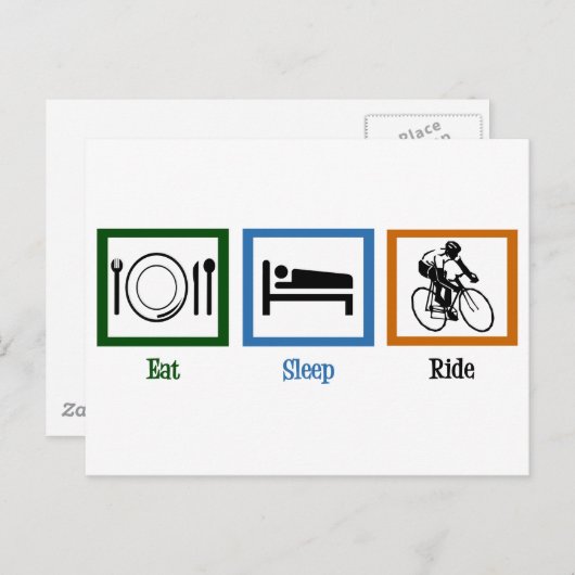Eat Sleep Ride (fietsers) Briefkaart (Voorkant / Achterkant)