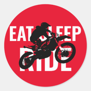 Eat Sleep Ride Motocross Pop Sport Art Ronde Sticker