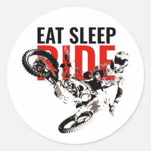 Eat Sleep Ride Motocross Pop Sport Art Ronde Sticker