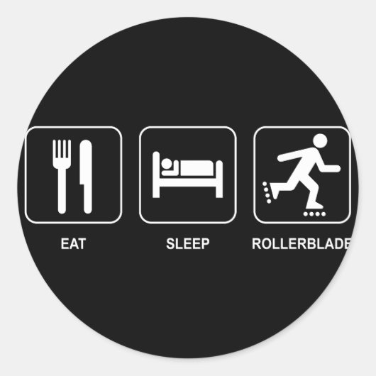 Eat Sleep Rollerblade-Sticker Ronde Sticker (Voorkant)