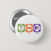Eat Sleep Ronde Button 5,7 Cm (Voorkant /achterkant)