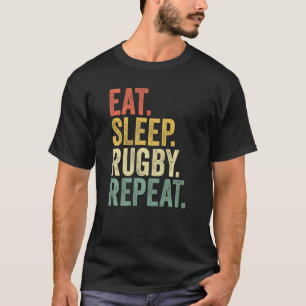 Eat Sleep Rugby Herhaal Retro 60s 70s Cool Rugby T-shirt