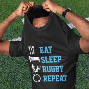 Eat Sleep Rugby Herhaal Sport Donkere versie T-shirt