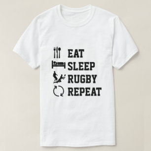 Eat Sleep Rugby Herhaal Sport T-shirt