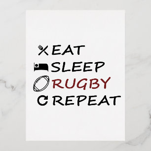 Eat Sleep Rugby Herhalen Folie Feestdagen Briefkaart