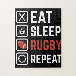 Eat Sleep Rugby Herhaling Sport Gift Legpuzzel