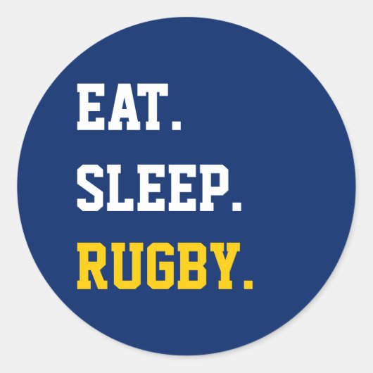 Eat Sleep rugby Ronde Sticker (Voorkant)