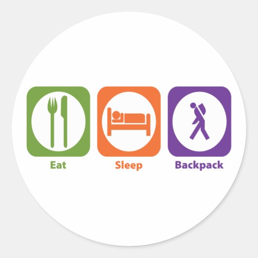 Eat Sleep-rugzak Ronde Sticker (Voorkant)