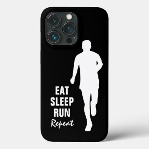 Eat Sleep Run Herhaal het runner silhouet iPhone 13 Pro Hoesje