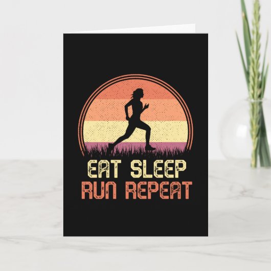 Eat Sleep Run Repeteer Retro Athlete Marathlete Kaart (Voorkant)