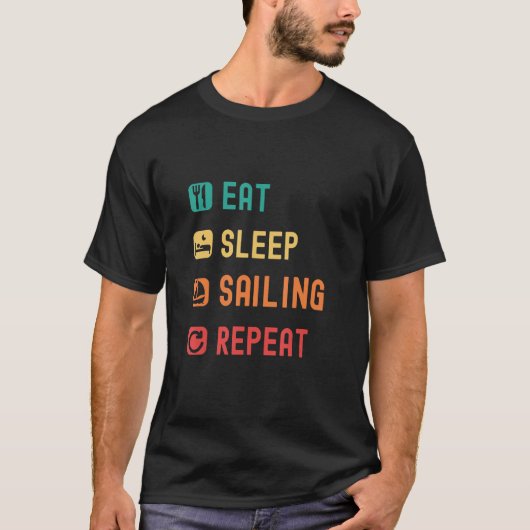Eat, sleep, sailing, repeat with tick check boxes. t-shirt (Voorkant)