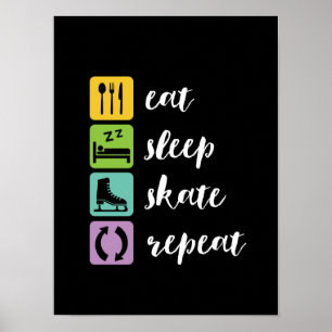 Eat Sleep Schaats Funny Figuur Skaters Ice Skaters Poster