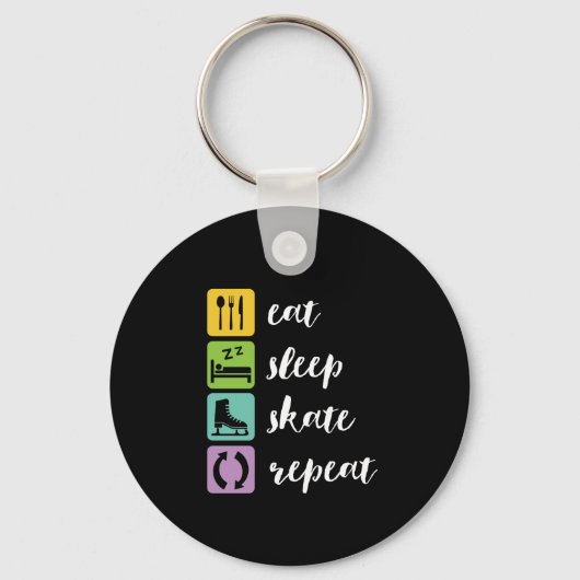 Eat Sleep Schaats Funny Figuur Skaters Ice Skaters Sleutelhanger (Voorkant)