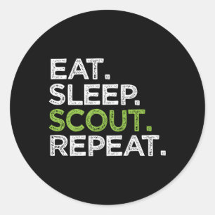 Eat Sleep Scout Herhaal Cub Love Scouting Leader Ronde Sticker