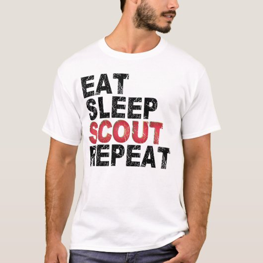 Eat Sleep Scout Herhaal Funny Scouting Outdoorgesc T-shirt (Voorkant)