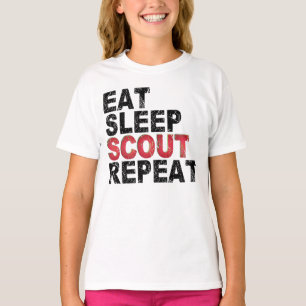 Eat Sleep Scout Herhaal Funny Scouting Outdoorgesc T-shirt