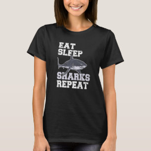 Eat Sleep Sharks Herhaal haaienhaaien T-shirt