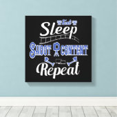 Eat Sleep Shoot Content Herhaal Canvas Afdruk (Insitu (Houten vloer))