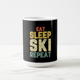 Eat Sleep Ski Herhaal Skiing Skier Funny Lover Gif Koffiemok
