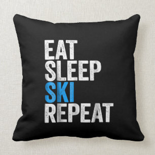 Eat Sleep Ski Herhaalskistoets Kussen