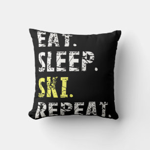 Eat Sleep Ski Herhalen - Fun Skiing Gift Kussen