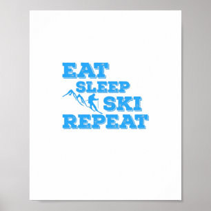 Eat Sleep Ski Herhalen Poster