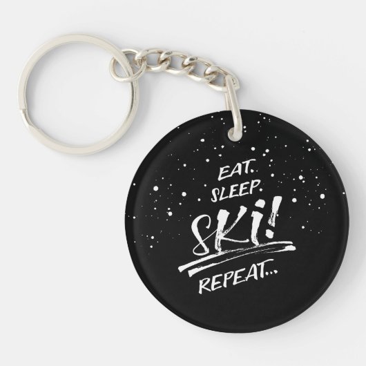Eat Sleep Ski Repeat Acrylic Keychain (Voorkant)