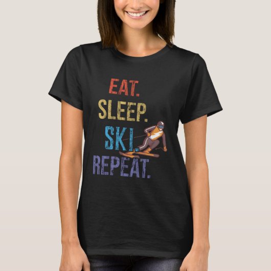Eat Sleep Ski Repeat Ski T-shirt (Voorkant)