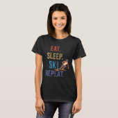 Eat Sleep Ski Repeat Ski T-shirt (Voorkant volledig)