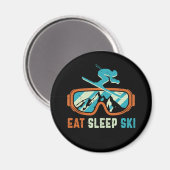 Eat Sleep Ski  Retro Skiing Magneet (Voorkant / Achterkant)