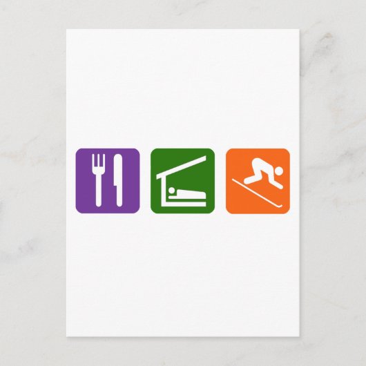 Eat Sleep Skiing Briefkaart (Voorkant)