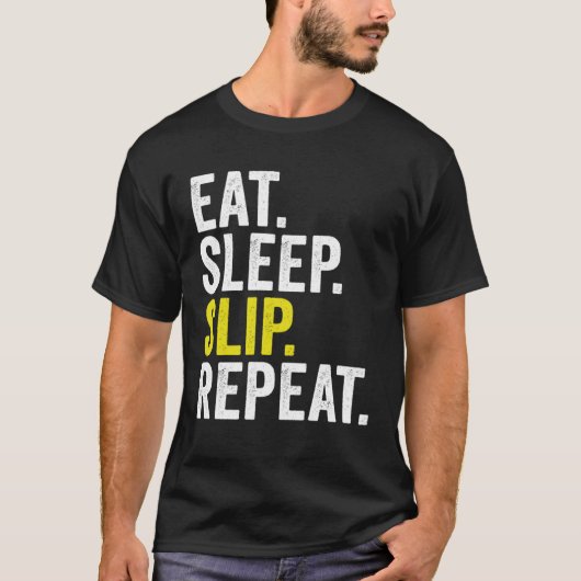 Eat Sleep Slip Repeat Cricket T-shirt (Voorkant)