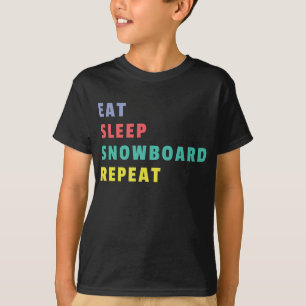 Eat Sleep Snowboard Herhaal kleurrijke Kinderen T-shirt