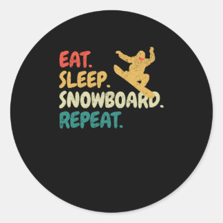 Eat Sleep Snowboard Herhalen Snowboarder Funny Sno Ronde Sticker