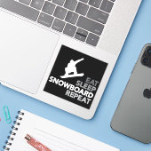 Eat Sleep Snowboard Quote Custom-Cut Vinyl Sticker (Laptop met iPhone)