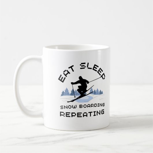 Eat Sleep Snowboarding Herhaling Koffiemok (Links)
