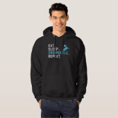 Eat Sleep Snowmobile Repeat Motor Sledding Driving Hoodie (Voorkant volledig)