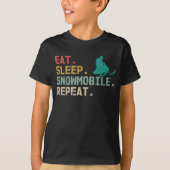 Eat Sleep Snowmobile Repeat Retro snowmobile T-shirt (Voorkant)