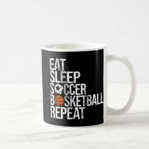 Eat Sleep Soccer Basketball Herhaal Fun Ball Koffiemok