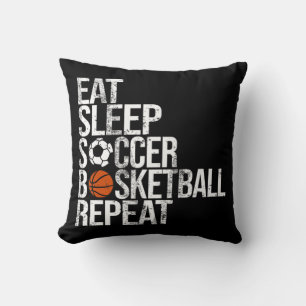 Eat Sleep Soccer Basketball Herhaal Fun Ball Kussen