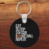 Eat Sleep Softball Basketball Herhaal Fun Ball Sleutelhanger (Voorkant)