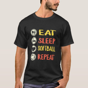 Eat Sleep Softball Herhaal Softball Coach Mam Spor T-shirt