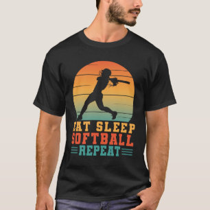 Eat Sleep Softball Herhaal Softball Player Pithers T-shirt