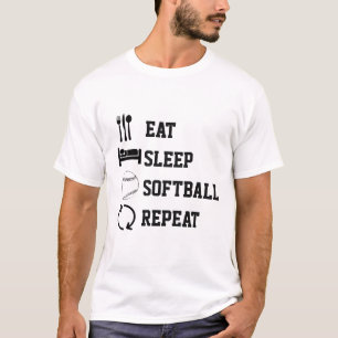 Eat Sleep Softball Herhaal sport T-shirt