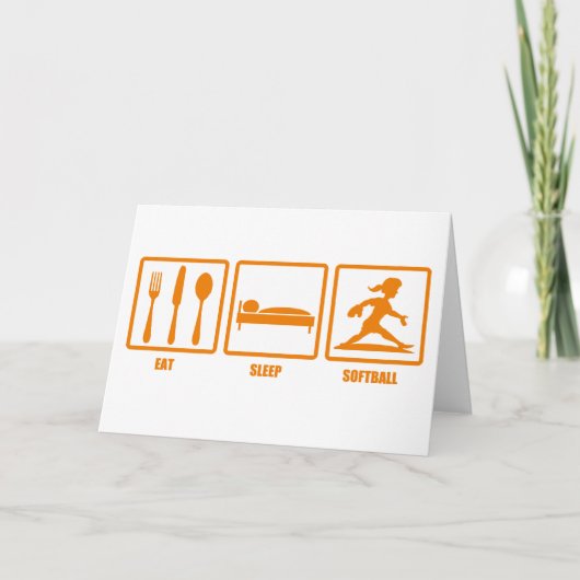 Eat Sleep Softball Kaart (Voorkant)