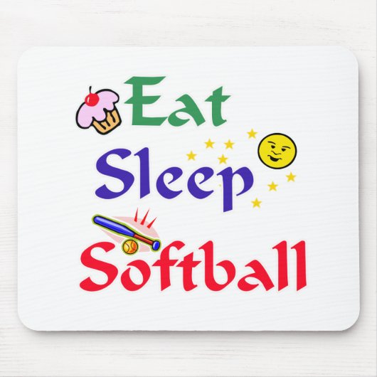 Eat Sleep Softball Muismat (Voorkant)