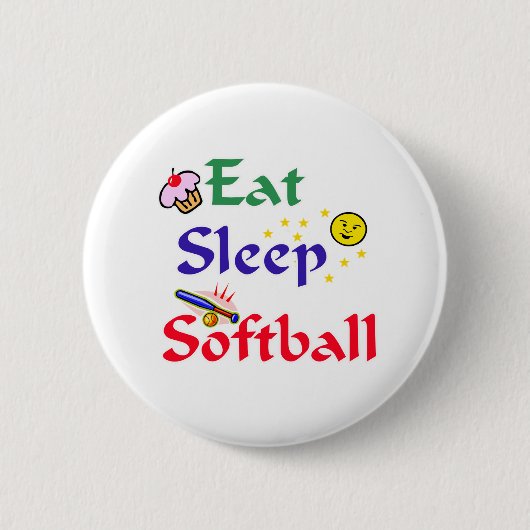 Eat Sleep Softball Ronde Button 5,7 Cm (Voorkant)