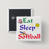 Eat Sleep Softball Vierkante Button 5,1 Cm (Voorkant /achterkant)