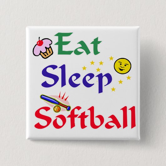 Eat Sleep Softball Vierkante Button 5,1 Cm (Voorkant)