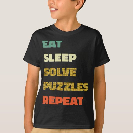 Eat Sleep Solve Puzzles Herhalen - Puzzelaar Lover T-shirt (Voorkant)